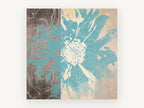 Teal Bloom Divide, floral canvas wall art print, front view