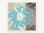 Teal Bloom Split, floral canvas wall art print, front view