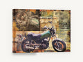 Plated Motorbike Collage, vintage motorcycle number plate collage, stretched canvas wall art print ready to hang