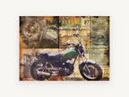 Plated Motorbike Collage, vintage canvas wall art print, front view