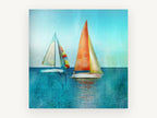 Two Sails at Noon, coastal canvas wall art print, front view