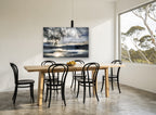Silver Lake Branches landscape canvas print on the wall of a dining room
