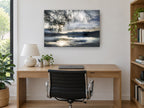 Silver Lake Branches landscape canvas print on the wall of a study
