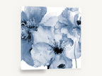 Indigo Poppy Wash, blue poppy flowers watercolour floral, floral canvas wall art print ready to hang