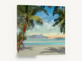 Palm Shade Cove, tropical beach palm trees seascape, coastal canvas wall art print ready to hang