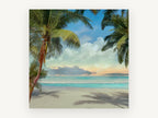 Palm Shade Cove, coastal canvas wall art print, front view