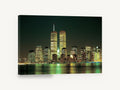Emerald Harbour Skyline, twin towers night skyline photograph, coastal canvas wall art print ready to hang