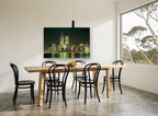 Emerald Harbour Skyline coastal canvas print on the wall of a dining room