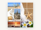 Summer Beach Montage, coastal canvas wall art print, front view
