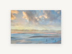 Gulls at Soft Dusk, coastal canvas wall art print, front view