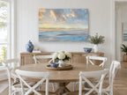Gulls at Soft Dusk coastal canvas print on the wall of a Hamptons dining room