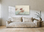 Reeds in the Breeze floral canvas print on the wall of a living room