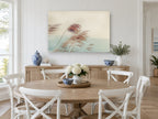 Reeds in the Breeze floral canvas print on the wall of a Hamptons dining room