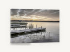 Lily Pad Jetty Dawn, lake jetty sunrise photograph, landscape canvas wall art print ready to hang