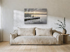 Lily Pad Jetty Dawn landscape canvas print on the wall of a living room