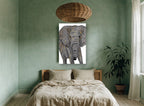 Gilded Grey Elephant animal canvas print on the wall of a bedroom
