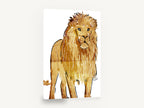 Golden Standing Lion, golden lion illustration portrait, animal canvas wall art print ready to hang