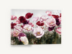 Poppy Meadow Blush, pink and burgundy poppy field painting, floral canvas wall art print ready to hang