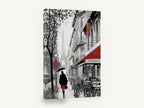 Rainy Paris Café Walk, rainy paris street scene art, city canvas wall art print ready to hang