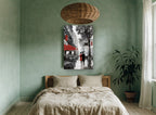 Rainy Paris Promenade city canvas print on the wall of a bedroom