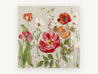 Red Poppies and Ranunculus, floral canvas wall art print, front view
