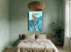 Seahorse at the Surface coastal canvas print on the wall of a bedroom