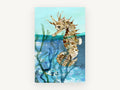 Seahorse at the Waterline, coastal canvas wall art print, front view