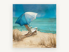Shaded Teal Shore, coastal canvas wall art print, front view