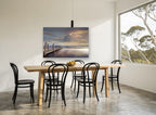Evening Jetty Calm coastal canvas print on the wall of a dining room