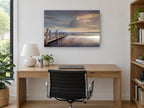 Evening Jetty Calm coastal canvas print on the wall of a study