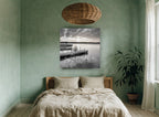 Quiet Dock Dawn landscape canvas print on the wall of a bedroom