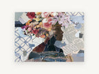 Blooming Profile Collage, floral canvas wall art print, front view