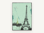 Splatter Tower Paris, eiffel tower paris grunge illustration, city canvas wall art print, front view
