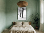 Hoarfrost Trees floral canvas print on the wall of a bedroom