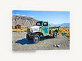 Rusted Green Desert Truck, abandoned green truck desert photograph, landscape canvas wall art print ready to hang