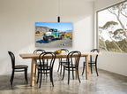 Rusted Green Desert Truck landscape canvas print on the wall of a dining room