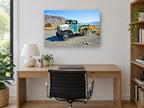 Rusted Green Desert Truck landscape canvas print on the wall of a study