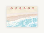 Six Red Umbrellas Aerial, coastal canvas wall art print, front view