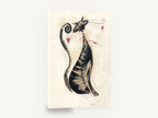 Whiskered Heart Cat, stylised striped cat charcoal illustration, animal canvas wall art print ready to hang