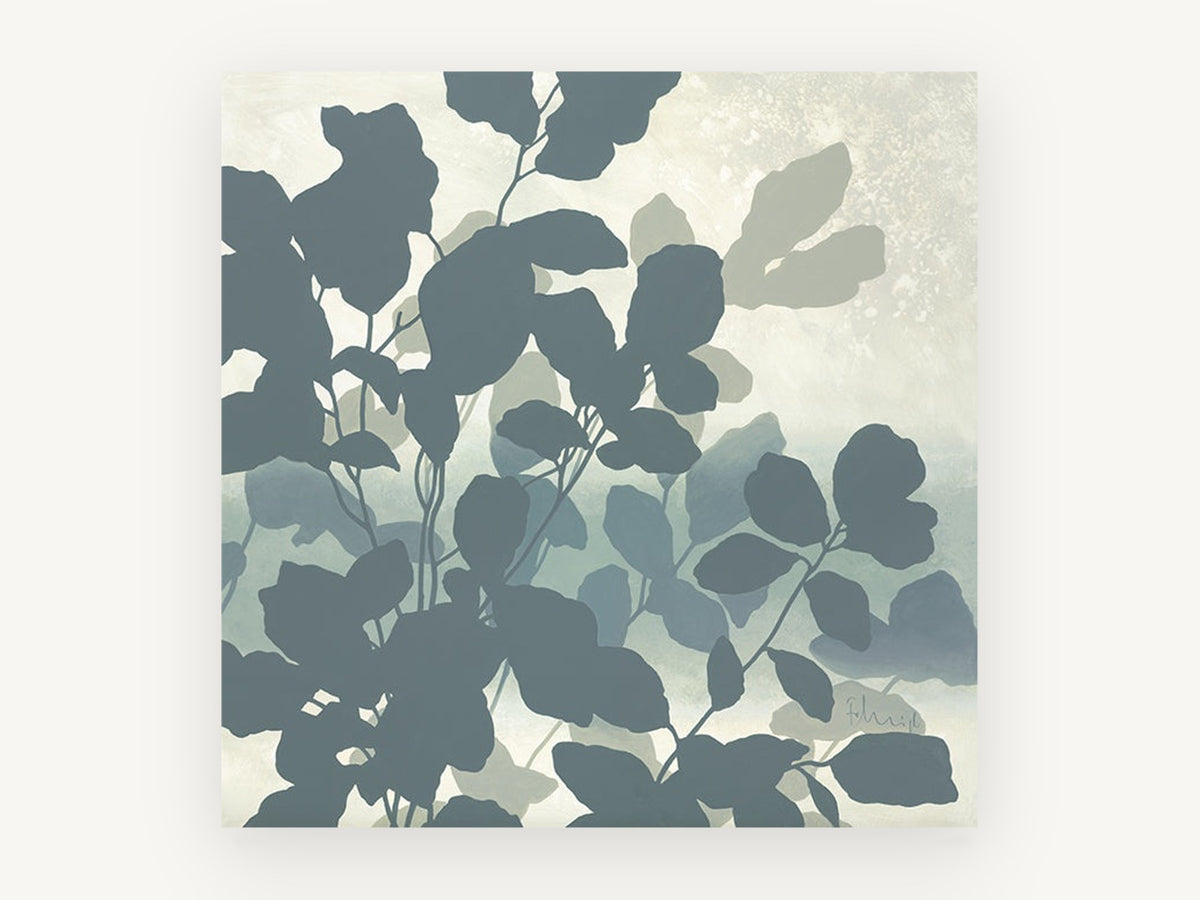 Slate Leaf Silhouettes, floral canvas wall art print, front view