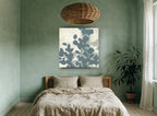 Slate Leaf Silhouettes floral canvas print on the wall of a bedroom