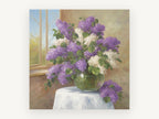 Lilacs by the Window, floral canvas wall art print, front view