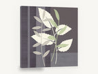 Sage and Cream Leaves, cream and green leaf stems illustration, floral canvas wall art print ready to hang