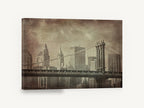 Manhattan Bridge Sepia Haze, manhattan bridge vintage sepia photograph, city canvas wall art print ready to hang