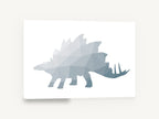 Faceted Stegosaurus Silhouette, geometric stegosaurus silhouette illustration, animal canvas wall art print ready to hang