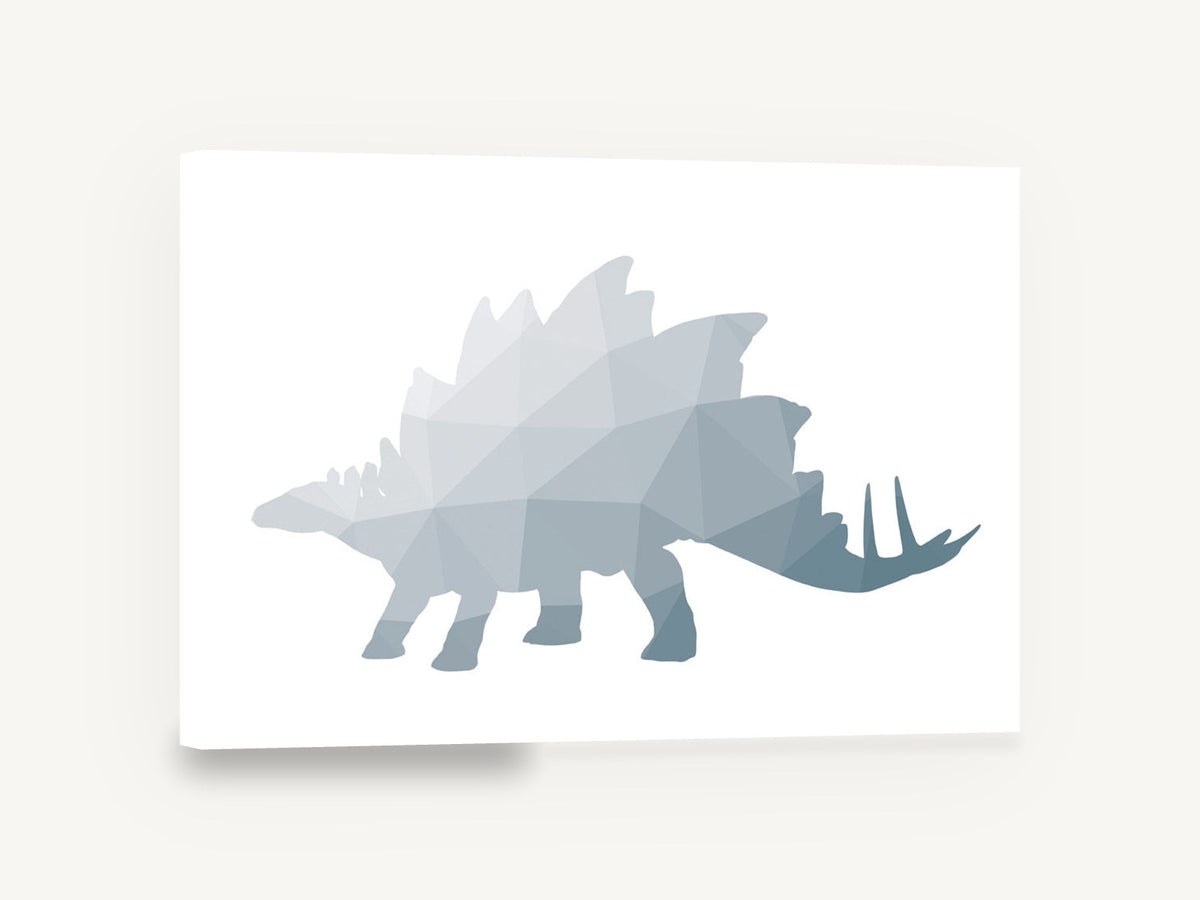 Faceted Stegosaurus Silhouette, geometric stegosaurus silhouette illustration, animal canvas wall art print ready to hang