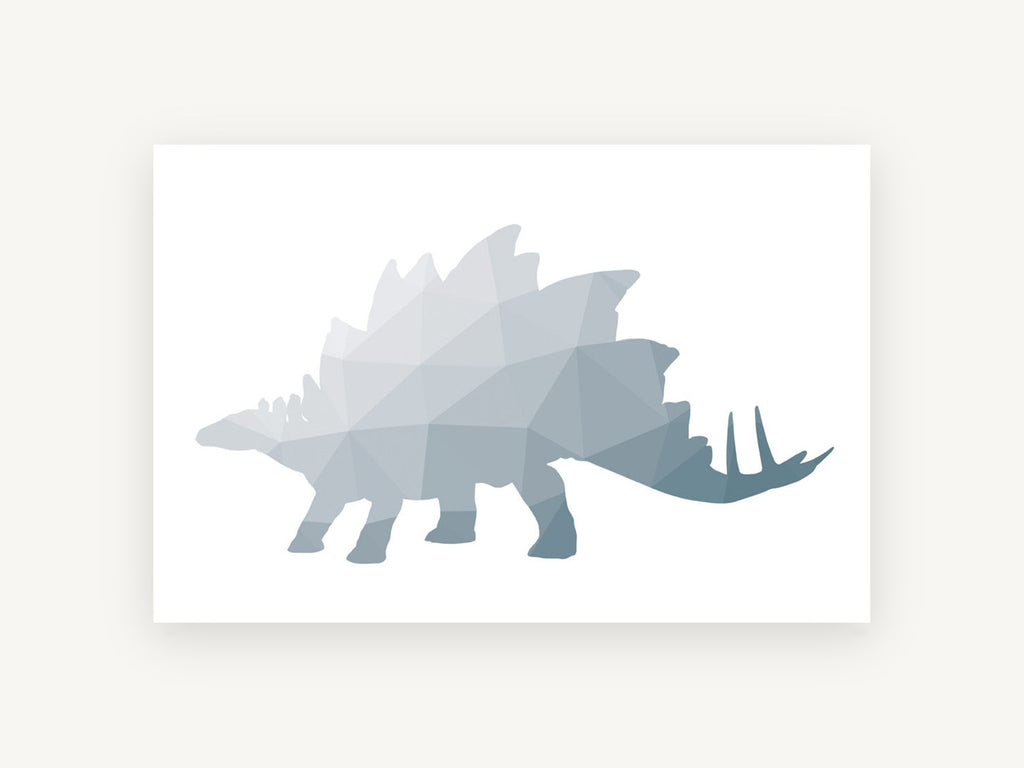Faceted Stegosaurus Silhouette, geometric stegosaurus silhouette illustration, animal canvas wall art print, front view