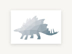 Faceted Stegosaurus Silhouette, geometric stegosaurus silhouette illustration, animal canvas wall art print, front view