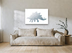 Faceted Stegosaurus Silhouette animal canvas print on the wall of a living room