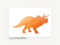 Orange Geo Triceratops, orange geometric triceratops illustration, animal canvas wall art print ready to hang